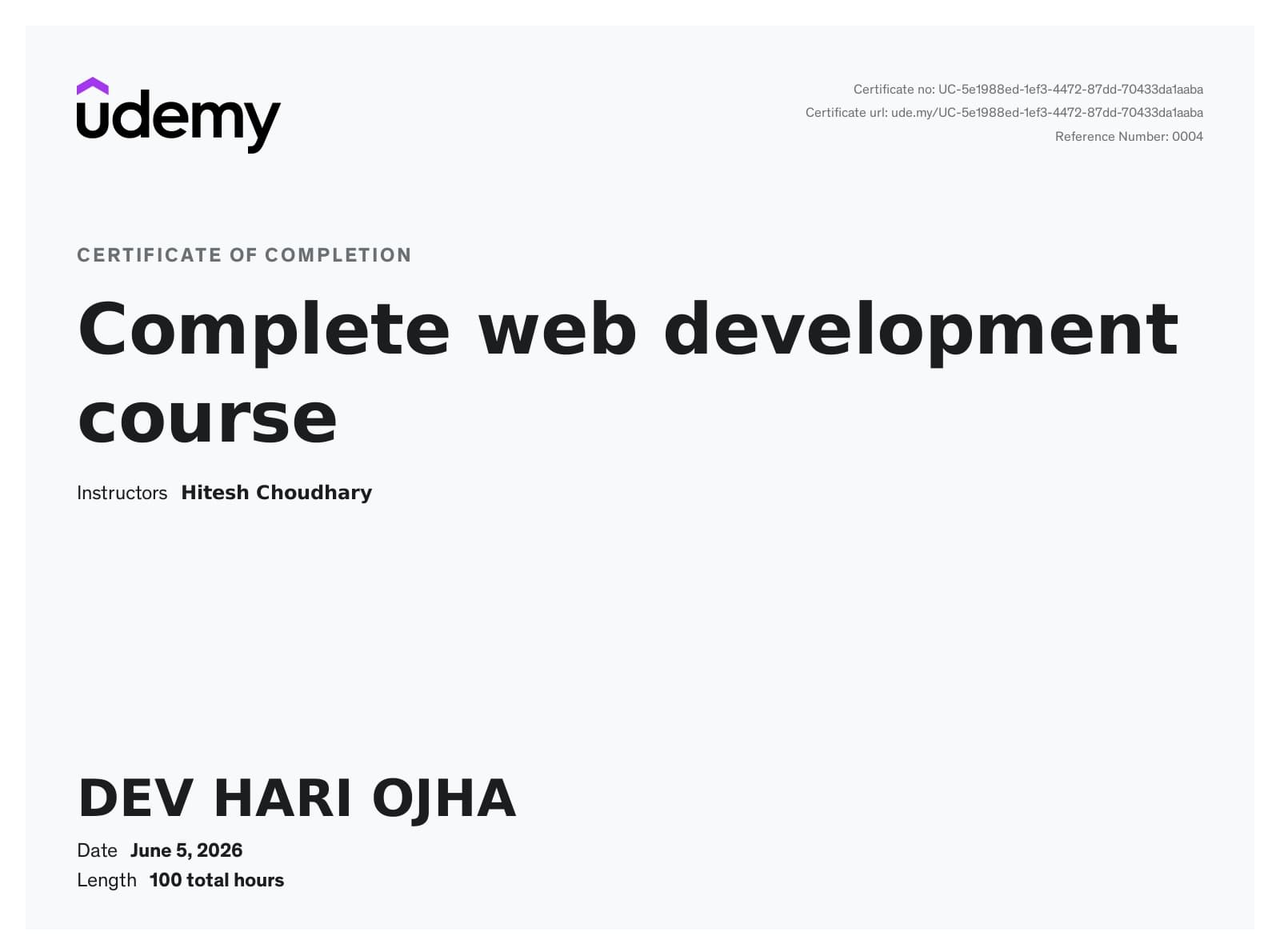 Web Development Certificate